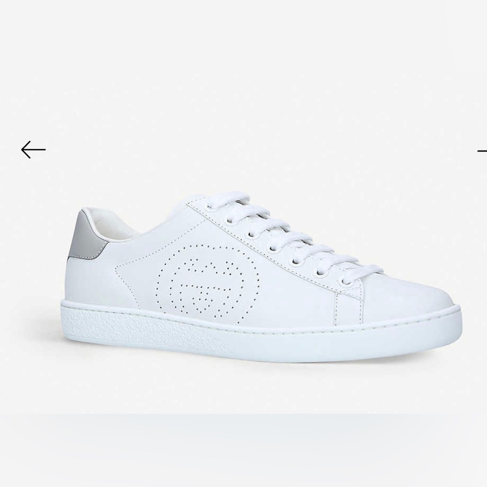 Women’s Gucci Ace Grey White Interlocking Leather Sneaker 36.5 size 6-6.5